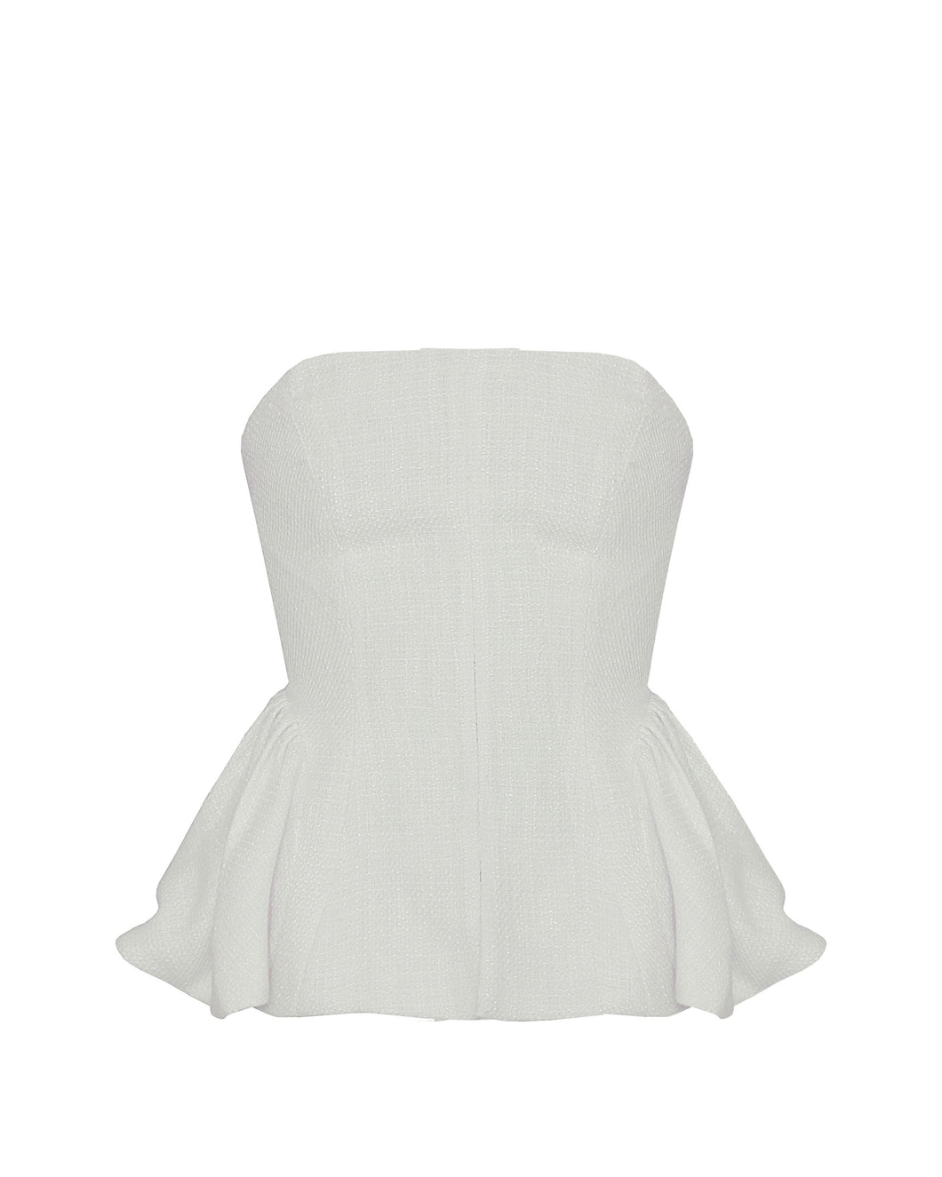 TQC Ruched Top - White Texture