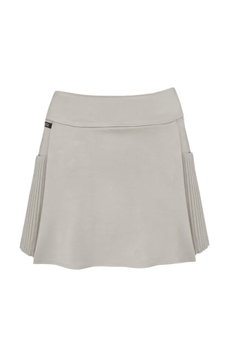 Jersey Skirt with Pleated Detail and Fixed Shorts Bottom - Natural Jersey