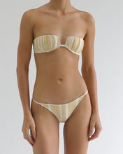 Load image into Gallery viewer, Triangle With Fixed Strap Bikini Bottom - Banoffee Stripes Crepe