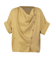 Load image into Gallery viewer, Draped Neck Button Shirt Top - Walnut