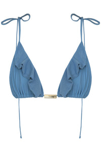 Triangle Ruffle Bikini Top - Blue Tulle