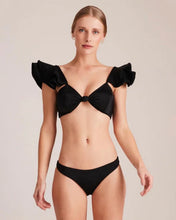Load image into Gallery viewer, Ruffled Front Knot Bikini Top - Black