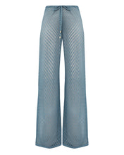 Load image into Gallery viewer, Straight Low-Waist Crochet Pants Bottom - Turquoise Blue