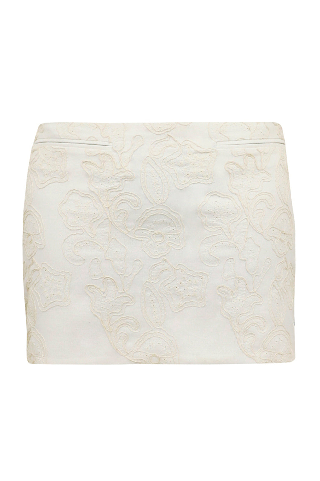 Embroidered Mini Skirt Bottom - Off Embroidery