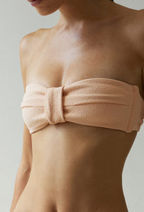 Pleated straight Bikini Top - Peach