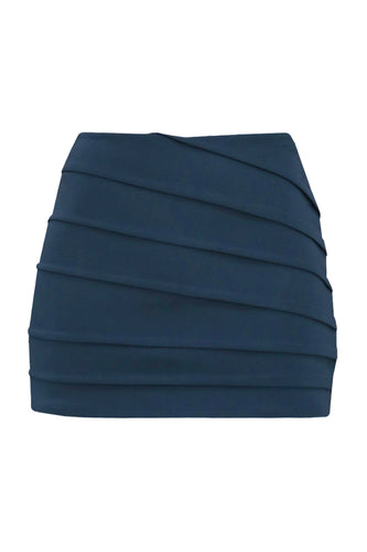 Cut-out Mini Skirt Bottom - Petroleum Blue Jersey