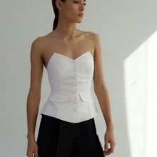 Load image into Gallery viewer, Strapless Vest Top - Off-White Linen