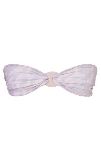 Straight with Tie and Ring Detail Bikini Top - Pink Abstract Print