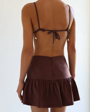Load image into Gallery viewer, Peplum Mini Skirt Bottom with Shorts - Chocolate Brown