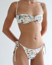 Load image into Gallery viewer, Ruched Loop Bikini Top - White Floral Crepe