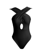 Load image into Gallery viewer, Inverted Neckline Swimsuit - Black