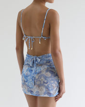 Load image into Gallery viewer, Ruched Mini Pareo Bottom - Blue Floral Tulle