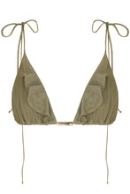 Load image into Gallery viewer, Ruffled Triangle Bikini Top - Olive Green