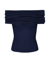 Load image into Gallery viewer, Off-Shoulder Sleeve Corselet Top - Navy Blue Tulle
