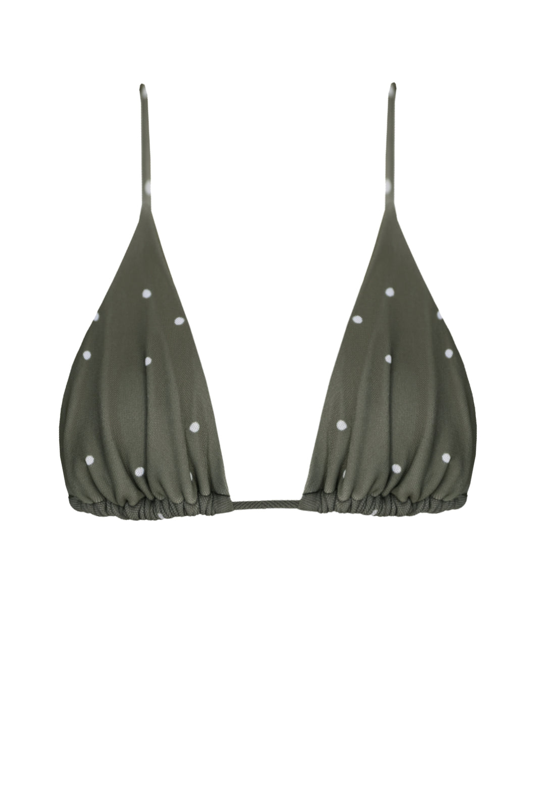 Triangle Top Bikini Tulle - Brownish Green Polka Dot Print