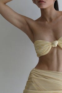 Front Knot TQC Bikini Top - Yellow Stripes