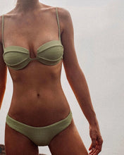 Load image into Gallery viewer, One-piece Low Waist Bikini Bottom - Green Texture