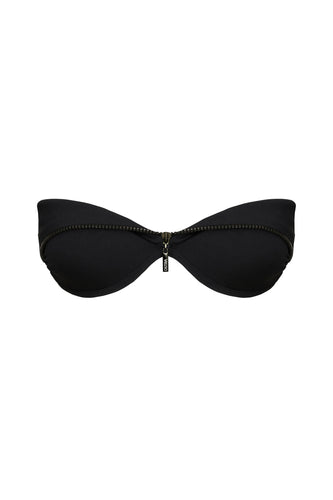 TQC Zipper Detail Bikini Top - Black