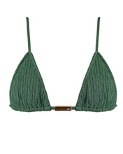 Load image into Gallery viewer, Triangle Thomas Detail Bikini Top - Leaf Green Texture