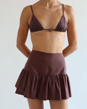 Load image into Gallery viewer, Peplum Mini Skirt Bottom with Shorts - Chocolate Brown