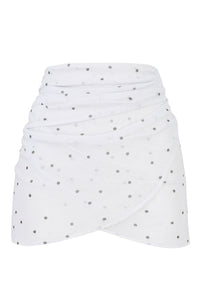 Short Sarong Bottom - Off-white Polka Dot Print