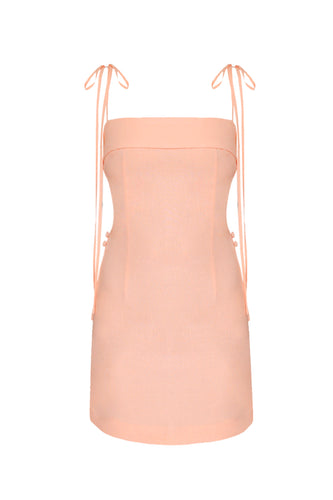 Short Lunar Cutout Dress - Peach Linen