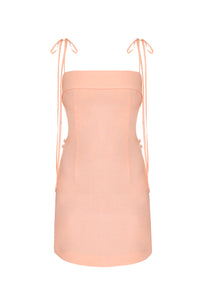 Lunar Cutout Short Dress - Peach Linen