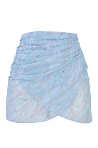 Short Sarong Bottom -  Blue Abstract Print