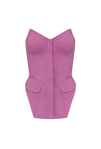 Tailored Structured Vest Top - Purple Linen