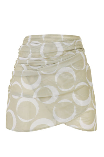 Short Sarong Bottom - Green Background Ring Print