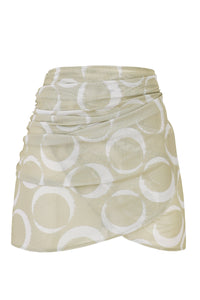 Short Sarong Bottom - Green Background Ring Print