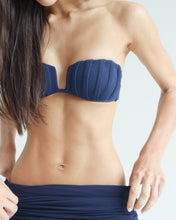 Load image into Gallery viewer, TQC with Pleated Detail Bikini Top - Navy Crepe