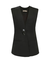 Load image into Gallery viewer, Fitted Tailoring Shell Blazer Top -  Black Linen