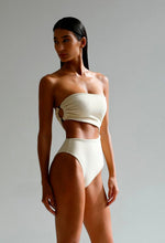 Load image into Gallery viewer, TQC Swimsuit With Ruched Slit - Creamy