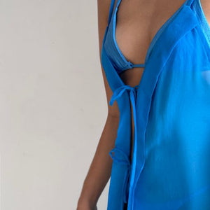 Tied Bias Beach Cover-Up - Blue