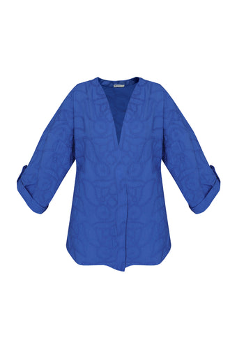 Maxi Shirt Top - Blue Embroidery