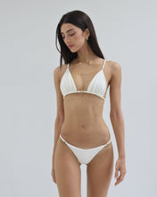 Load image into Gallery viewer, Triangle With Fixed Strap Loops Bikini Bottom - Off-White Crepe