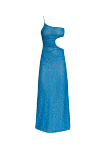Furrowed Cut Out Dress - Blue Petals