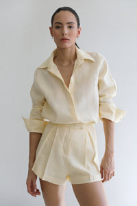 Tailoring Shirt Top - Creamy Linen