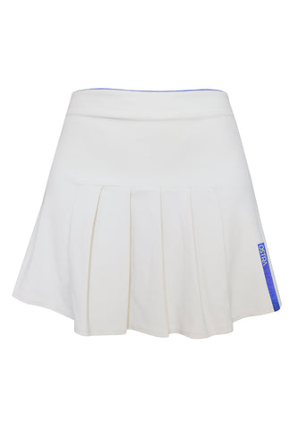 Pleated Skirt with Fixed Shorts Bottom- Off-White Piquet