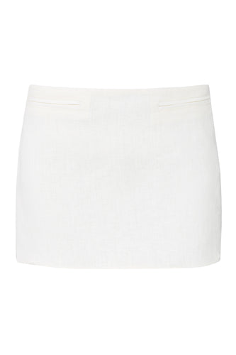 Low Waist Tailoring Mini Skirt Bottom - Off-White Linen