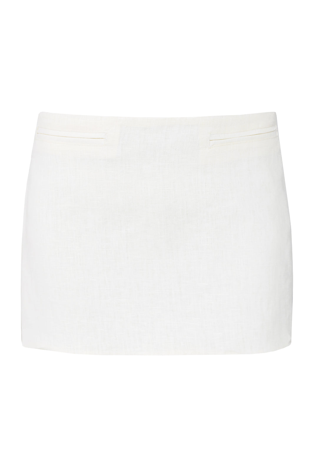 Low Waist Tailoring Mini Skirt Bottom - Off-White Linen