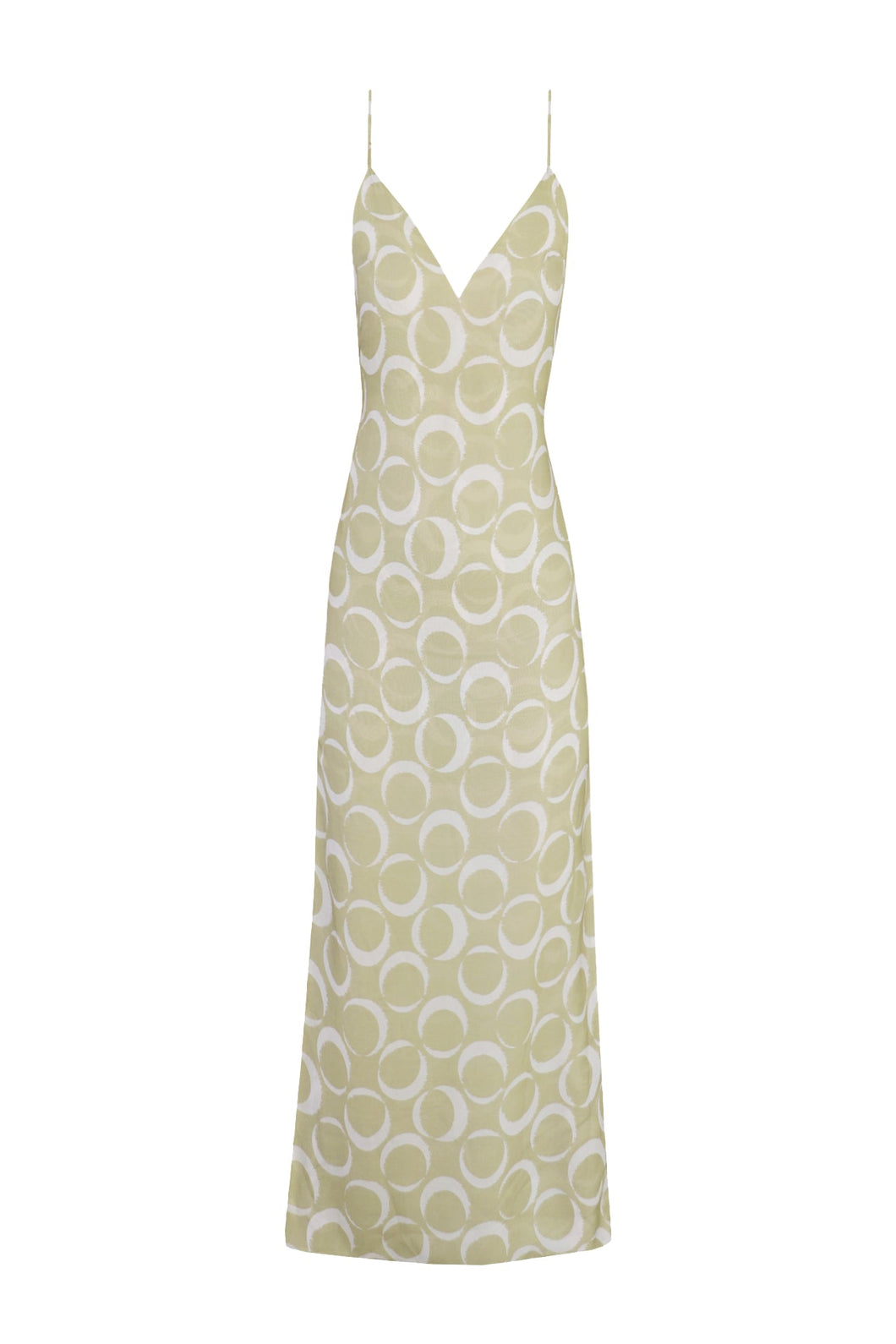 V-Neck Beach Cover-Up - Ring Print Green Background
