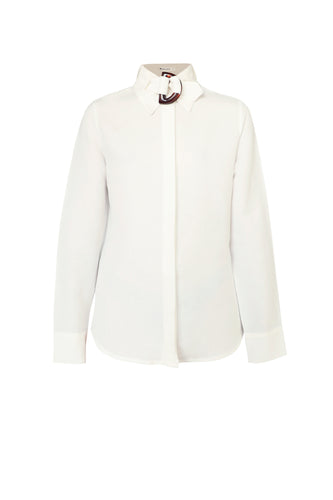 Tailored Slip Shirt Top - Off-White Linen