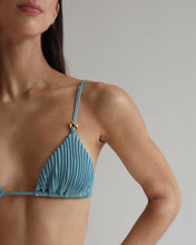 Load image into Gallery viewer, Ribbed Triangle Bikini Top - Turquoise Blue