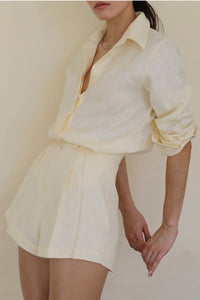 Tailoring Shirt Top - Creamy Linen