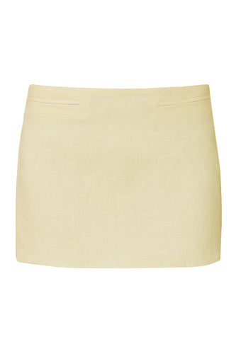 Low Waist Tailoring Mini Skirt Bottom - Yellow Linen