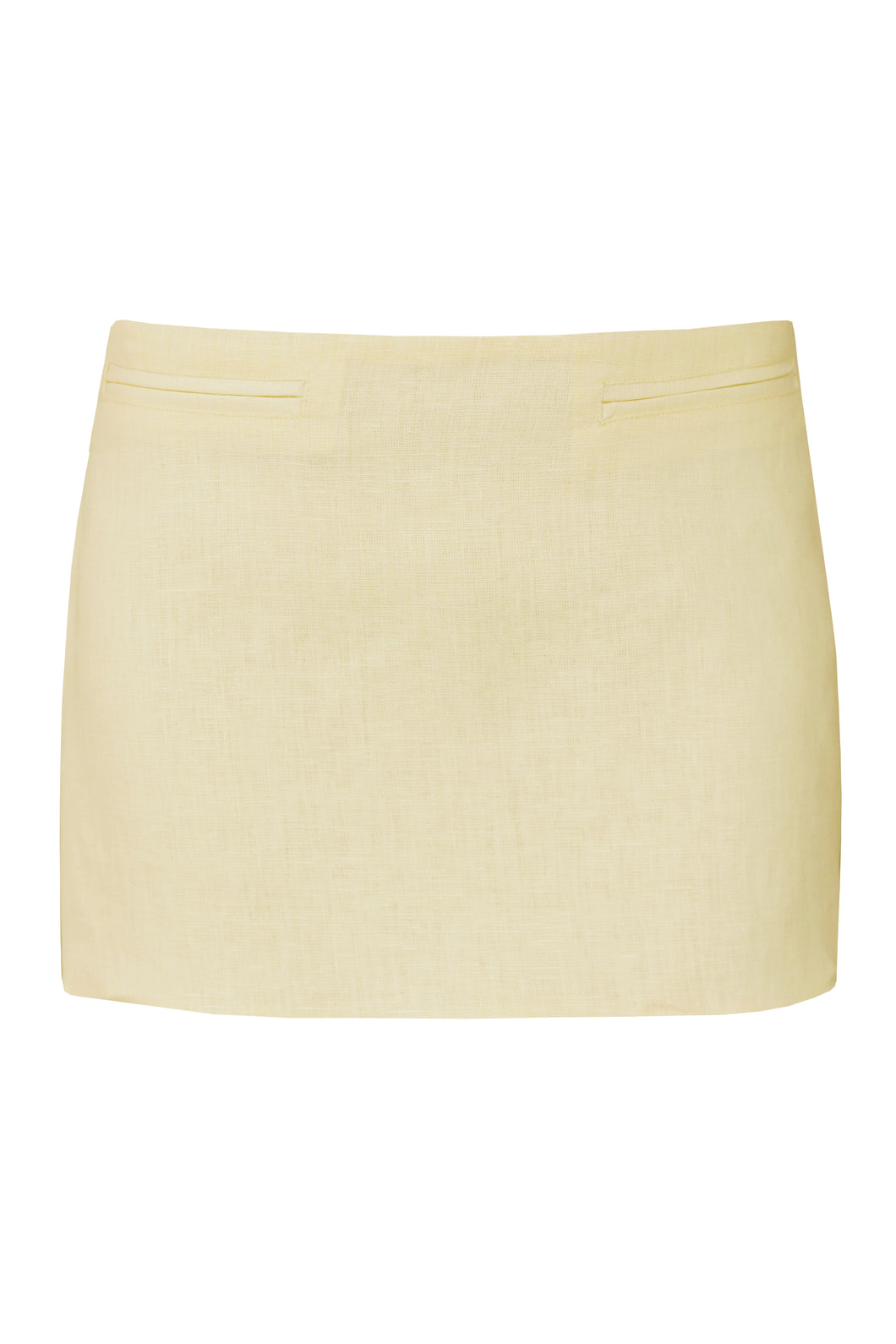 Low Waist Tailoring Mini Skirt Bottom - Yellow Linen