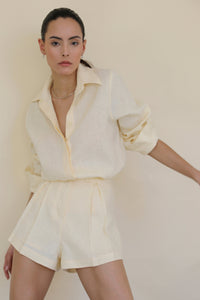 Tailoring Shirt Top - Creamy Linen