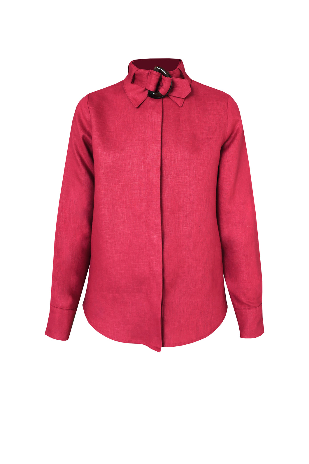 Tailored Slip Shirt Top - Magenta Linen